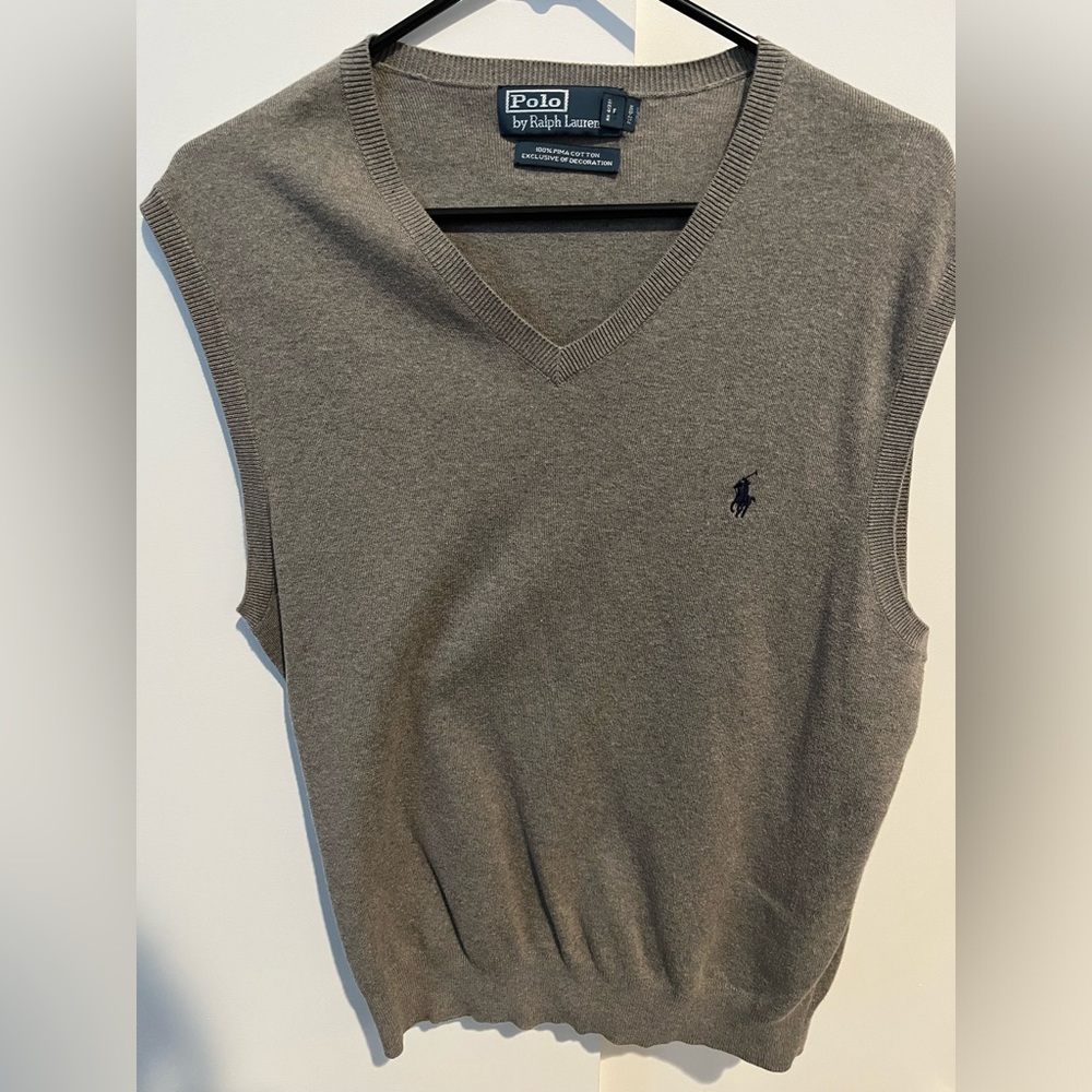 Polo Ralph Lauren Gray Sweater Vest Mens Large L Pima Cotton